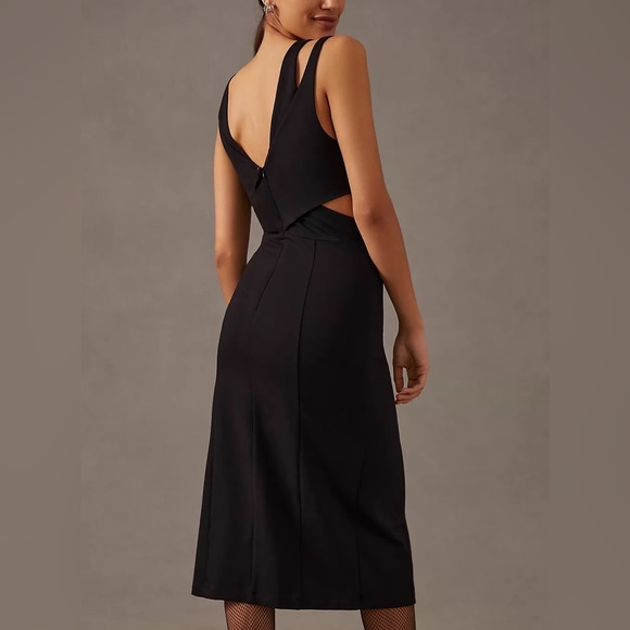 ANTHROPOLOGIE CUTOUT CROSSOVER MIDI DRESS (L) - Picture 4 of 16